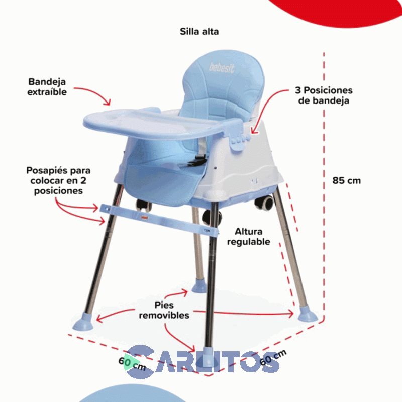 Silla De Comer Bebesit Diseño Booster 6250-C Celeste