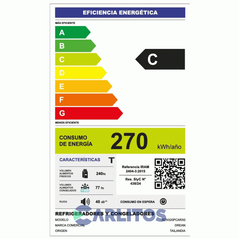 Heladera No Frost Drean Inverter 340 Litros Acero Inoxidable Rzn320pcarx0