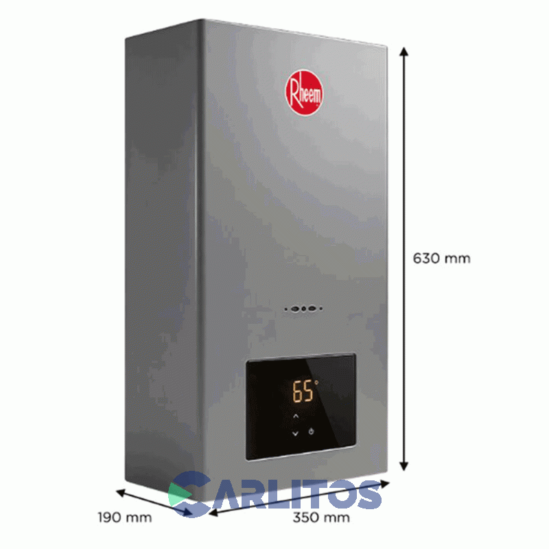 Calefon  A Gas Rheem Sin Llama Piloto Con Sensor 14 Lts Gn R7-14l-Gn-Xi-D-G Gris