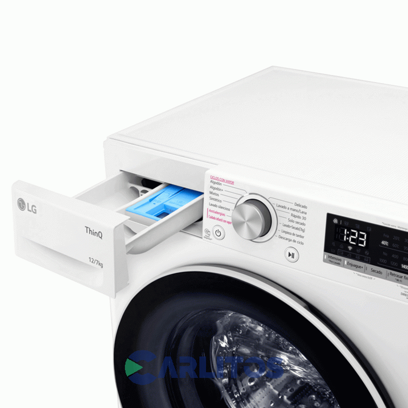 Lavarropa Carga Frontal Lg Inverter 12 KG 1400 RPM Wifi Blanco Wm12wvc4s6