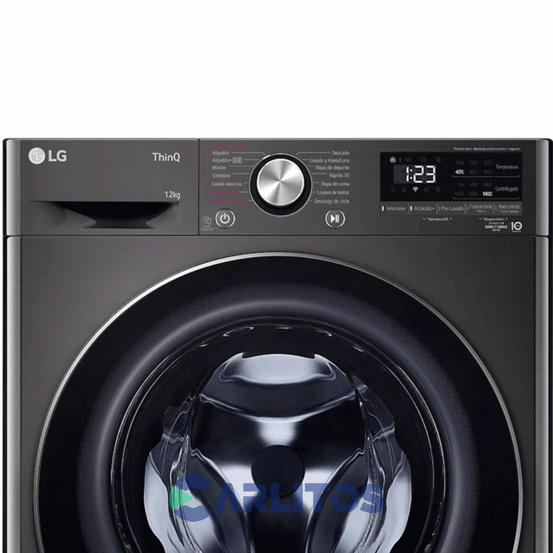 Lavasecarropa Lg Inverter 12+7 Kg 1400 RPM Negro Wd12bvc4s6