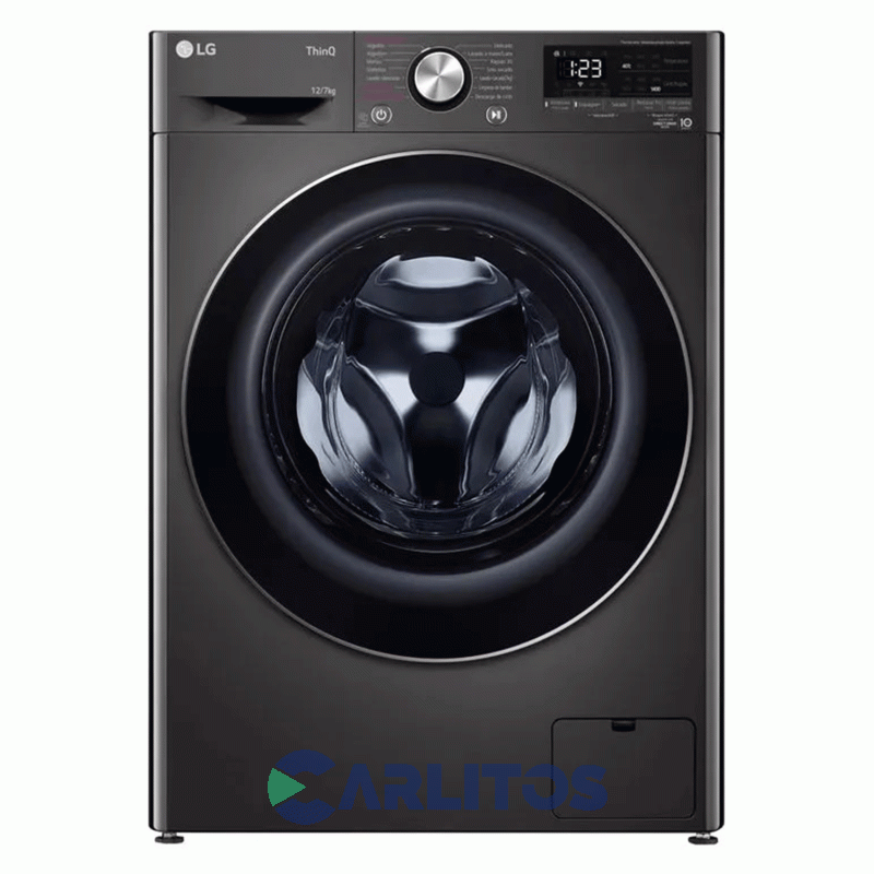 Lavasecarropa Lg Inverter 12+7 Kg 1400 RPM Negro Wd12bvc4s6