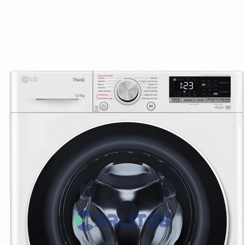 Lavasecarropa Lg Inverter 12+7 Kg 1400 RPM Blanco Wd12wvc4s6