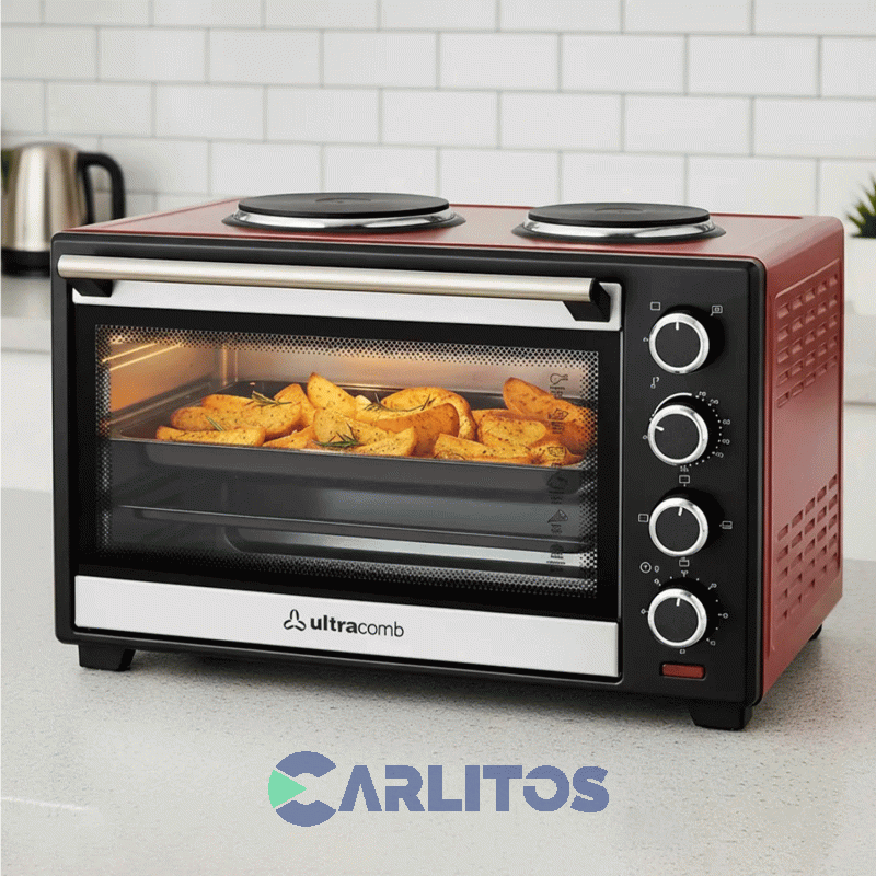 Horno Eléctrico Ultracomb Grill Convección 50 Litros - 2 Anafes Uc50ac Rojo
