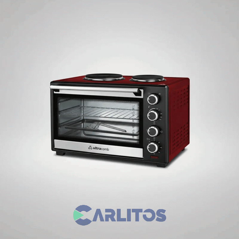 Horno Eléctrico Ultracomb Grill Convección 50 Litros - 2 Anafes Uc50ac Rojo