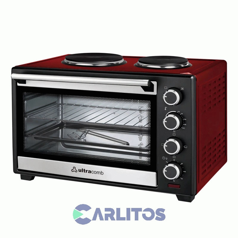Horno Eléctrico Ultracomb Grill Convección 50 Litros - 2 Anafes Uc50ac Rojo
