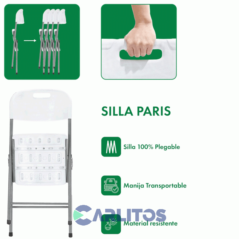 Silla Plegable Paris Garden Life Blanca T410000