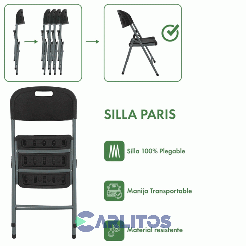 Silla Plegable Paris Garden Life Negra T410001