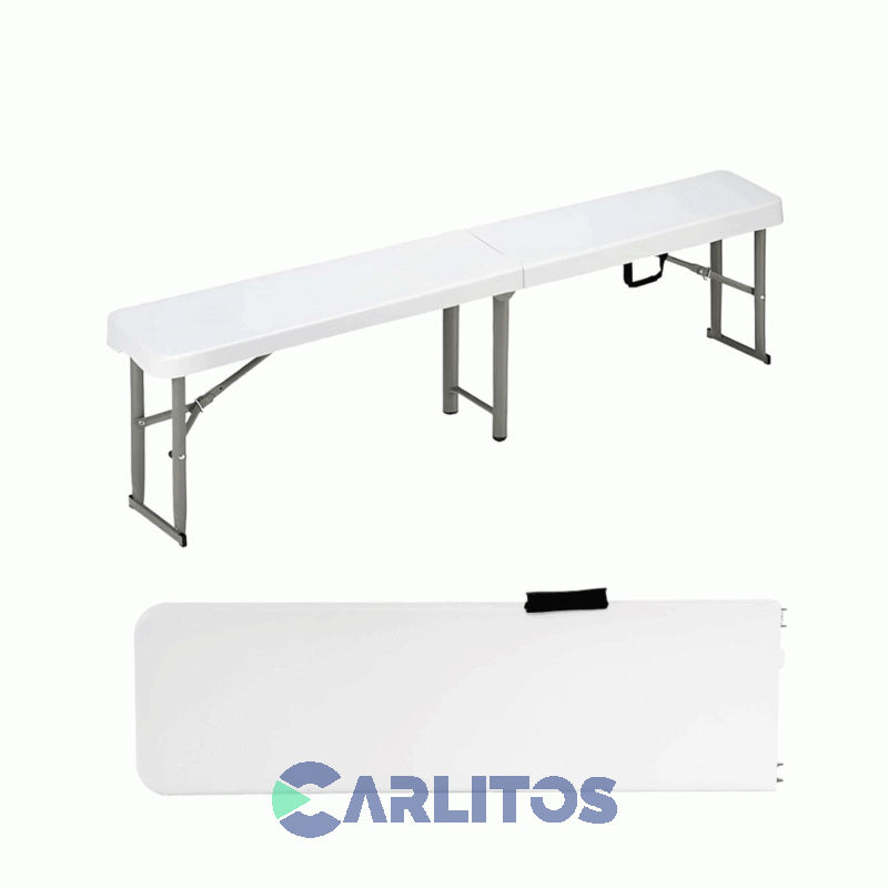 Banco Picnic Plegable Garden Life Con Estructura De Acero 1.20 Mts T420000 Blanco