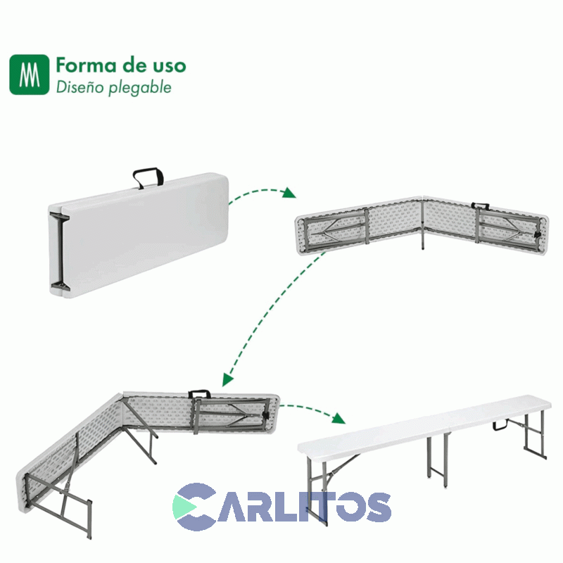 Banco Picnic Plegable Garden Life Con Estructura De Acero 1.20 Mts T420000 Blanco