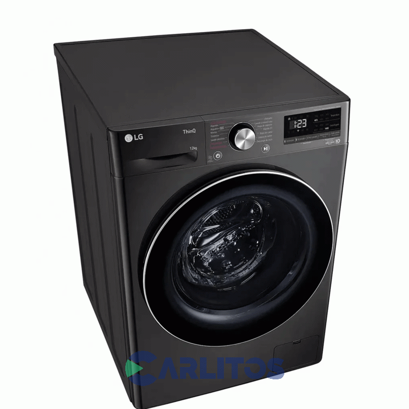 Lavarropa Carga Frontal Lg Inverter 12 KG 1400 RPM Negro Wifi Wm12bvc4s6