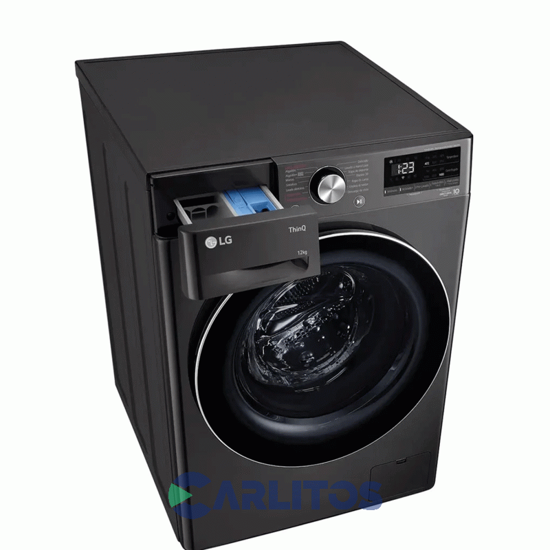 Lavarropa Carga Frontal Lg Inverter 12 KG 1400 RPM Negro Wifi Wm12bvc4s6