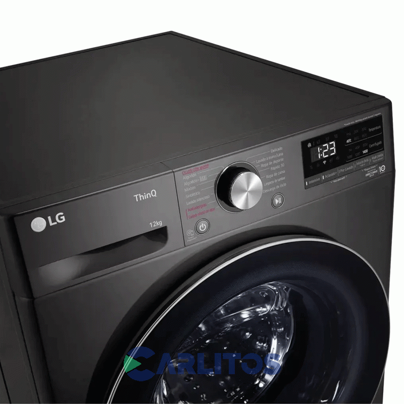 Lavarropa Carga Frontal Lg Inverter 12 KG 1400 RPM Negro Wifi Wm12bvc4s6