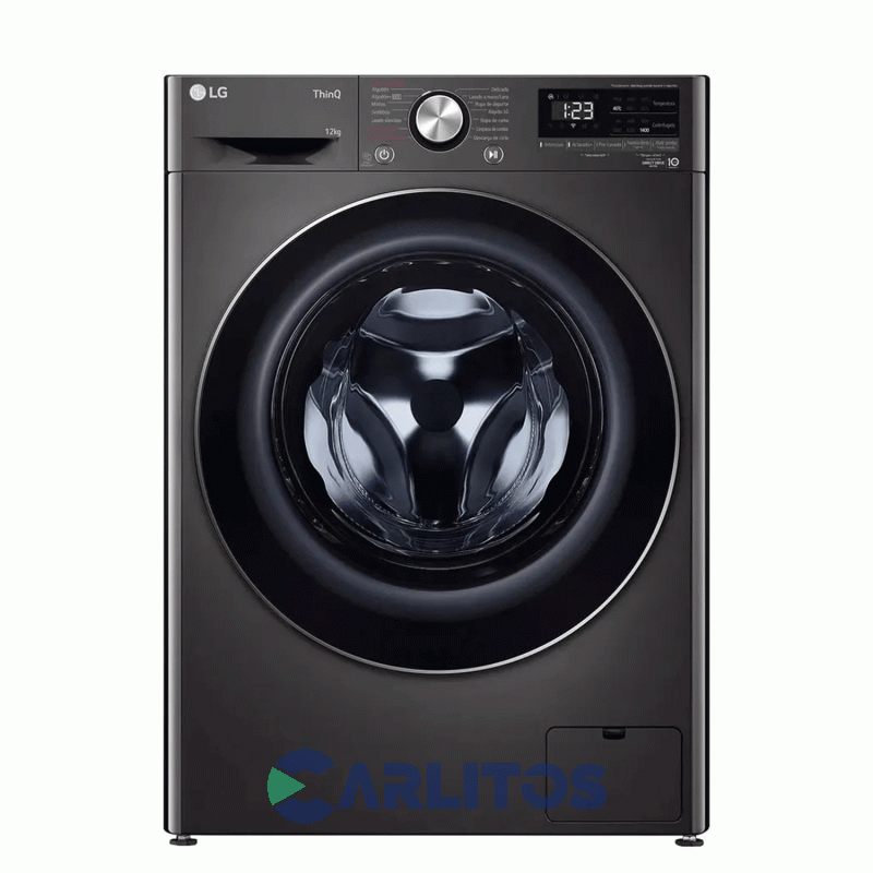 Lavarropa Carga Frontal Lg Inverter 12 KG 1400 RPM Negro Wifi Wm12bvc4s6