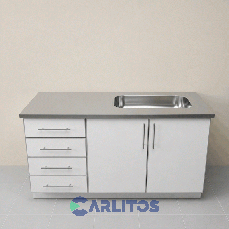 Bacha De Acero Inoxidable 1.00 Mts Danubio Con Pileta Simple Dm 52