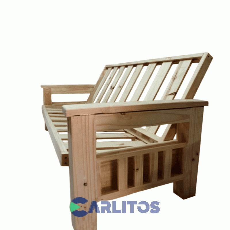 Futón 3 Cuerpos Revistero Pino Sin Lustre