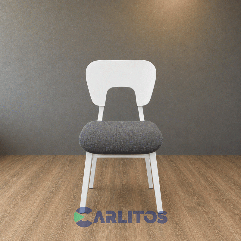 Silla Naoto Tapizado En Tela Genoud Linea Vintag Blanco