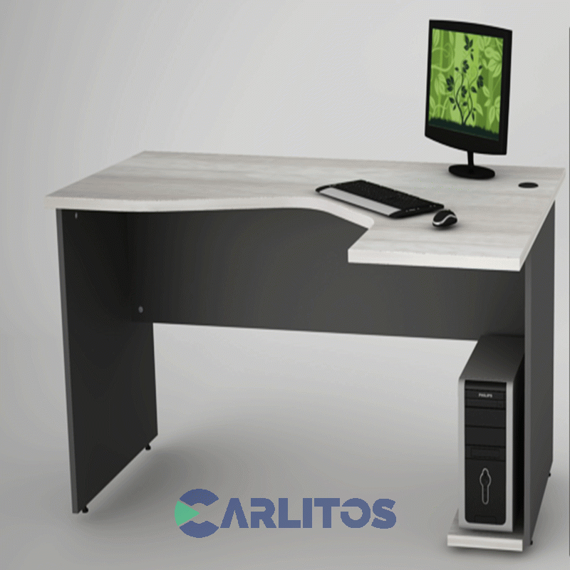 Escritorio Puesto De Trabajo Derecho 1.50 Mts Piro Muebles Grafito/Ceniza