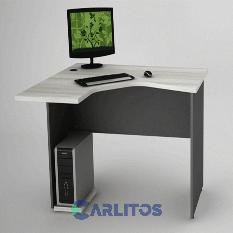 Escritorio Puesto De Trabajo Izquierdo 1.20Mts Piro Muebles Grafito/Ceniza