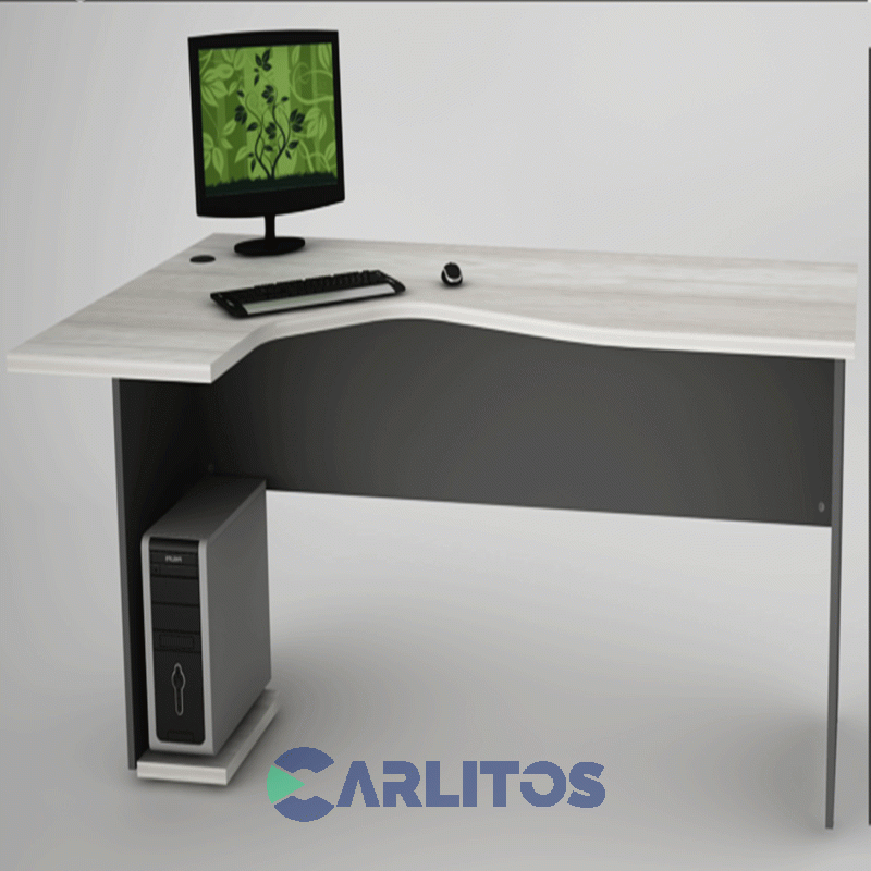 Escritorio Puesto De Trabajo Izquierdo 1.80 Mts  Piro Muebles Grafito/Ceniza