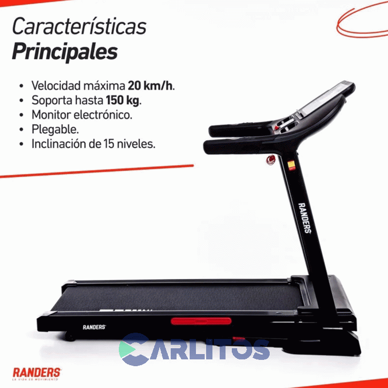 Fitness Cinta Motorizada 2.5 HP Randers Inclinacion Eectronica Arg-780-x