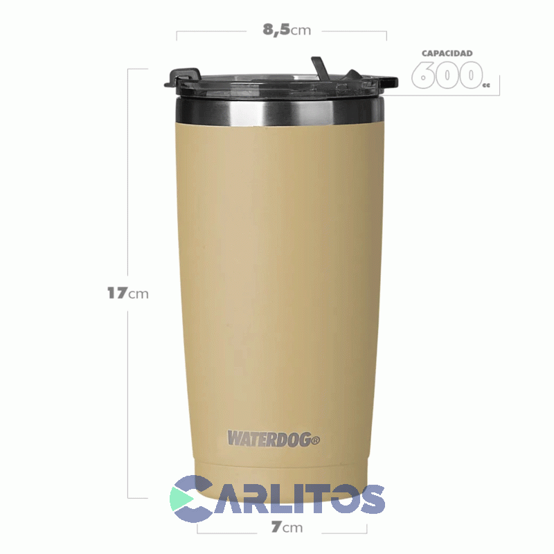 Vaso Con Tapa Waterdog Vitta600yw Amarillo
