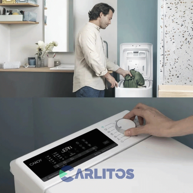Lavarropa Carga Superior Candy Smart Inverter 7 KG - 1400 RPM Blanco Tca474tm5-12