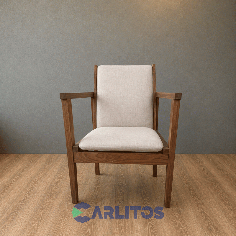 Sillón Escandinavo Un Cuerpo Tapizado Tela Castaño