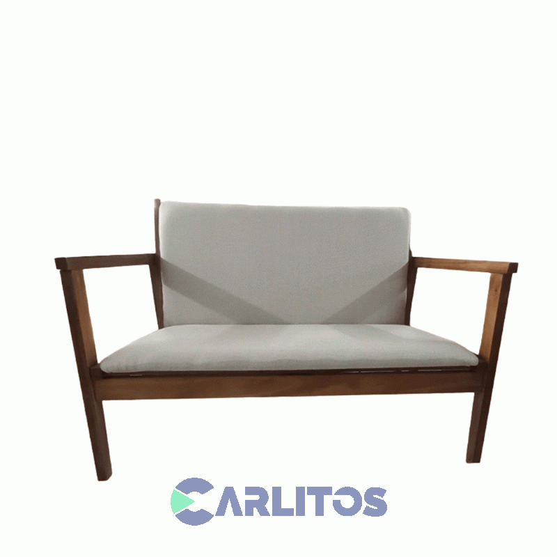Sillón Escandinavo Dos Cuerpos Tapizado Tela Castaño