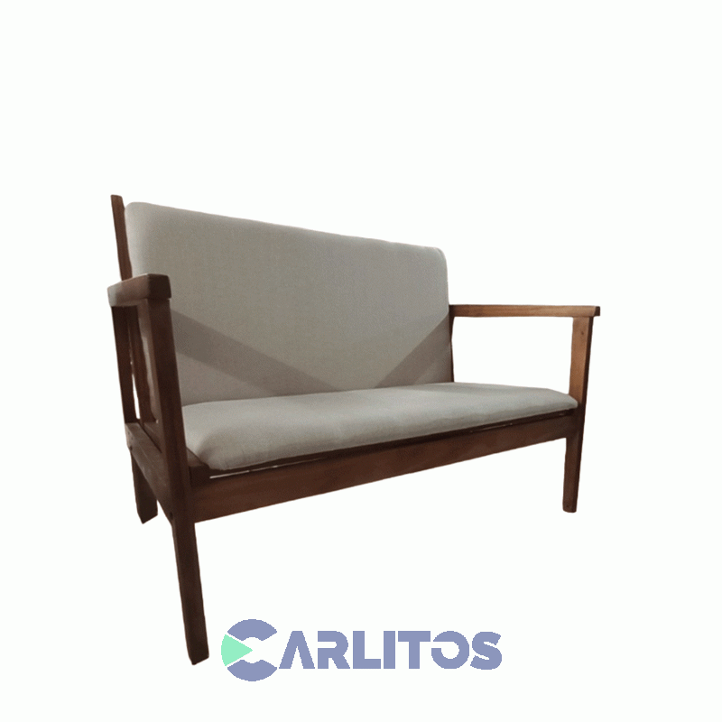 Sillón Escandinavo Dos Cuerpos Tapizado Tela Castaño