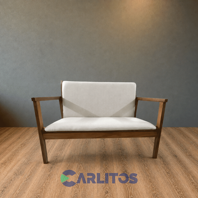 Sillón Escandinavo Dos Cuerpos Tapizado Tela Castaño