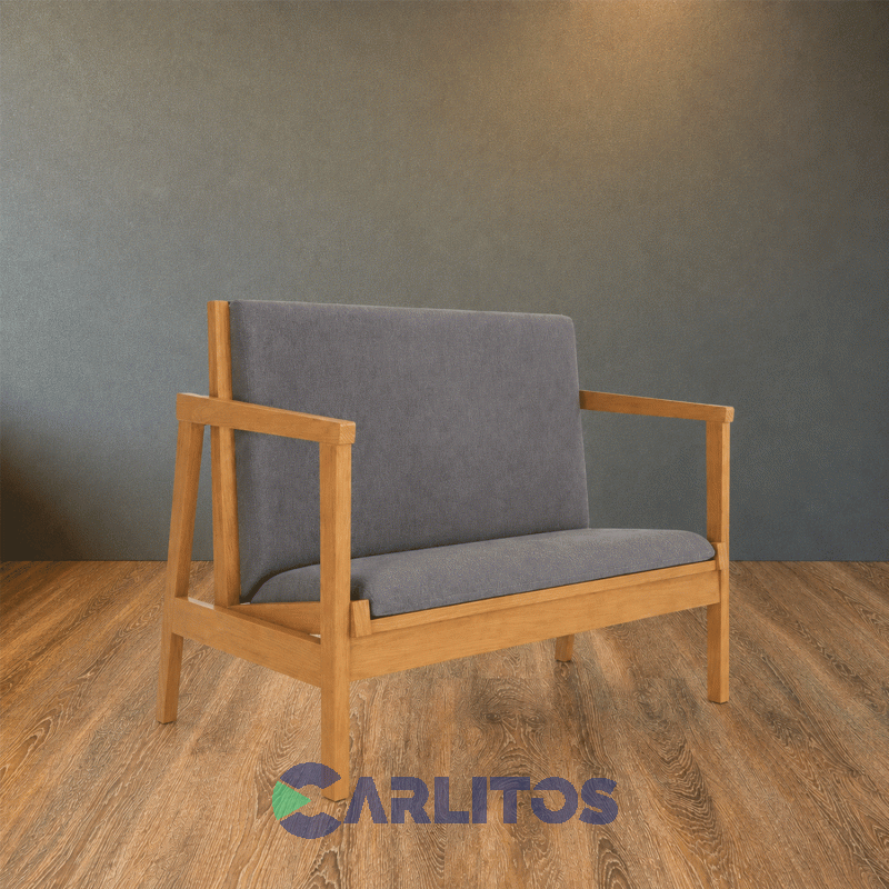 Sillón Escandinavo Dos Cuerpo Tapizado Tela Miel