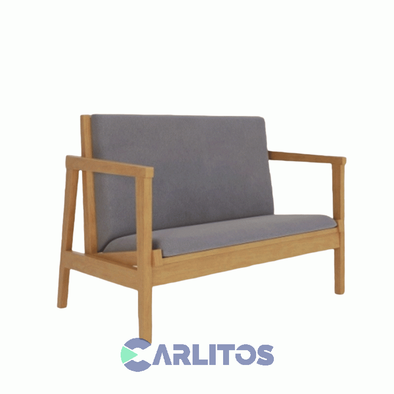 Sillón Escandinavo Dos Cuerpo Tapizado Tela Miel