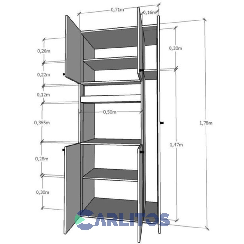 Organizador Multifunción Escobero 1 Puerta Cod: 3086-Ccb Cocobolo-Blanco