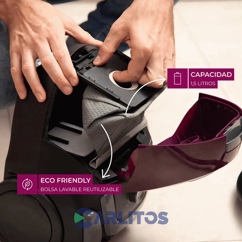 Aspiradora Con Bolsa Atma 1500 Watts Tubos Metalicos As8913n