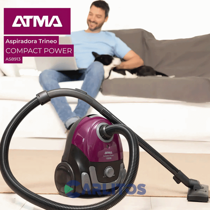 Aspiradora Con Bolsa Atma 1500 Watts Tubos Metalicos As8913n