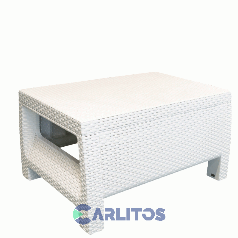 Mesa Ratona Simil Ratan Voss Bali 0.77 X 0.58 Color Blanca