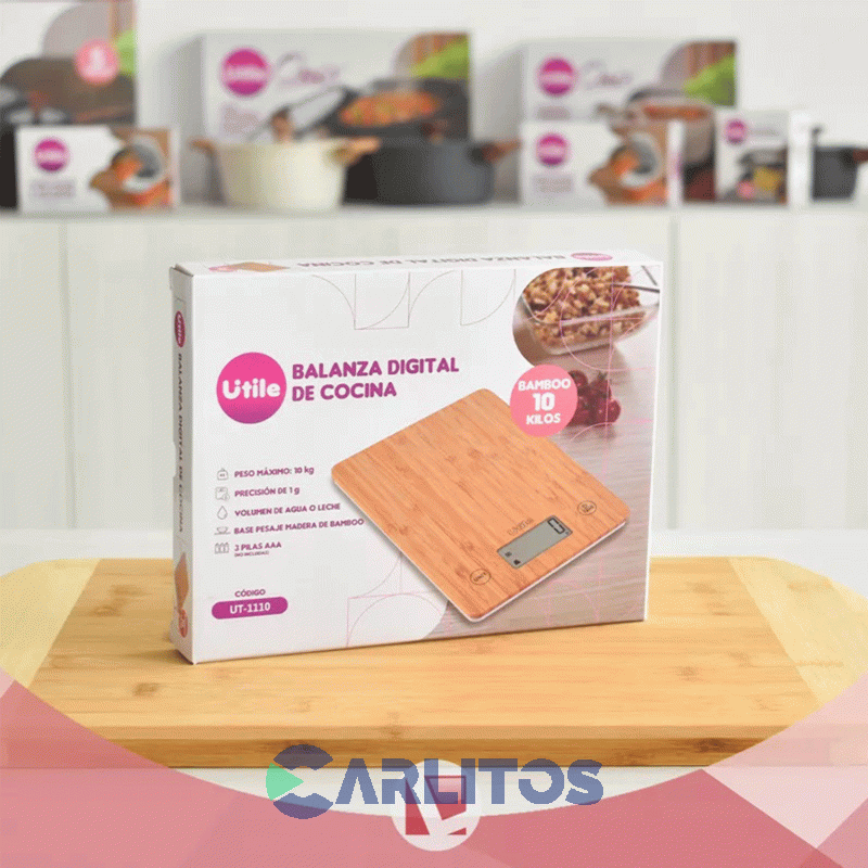Balanza De Cocina Digital Utile 10 KG Bamboo 21628 Ut-1110