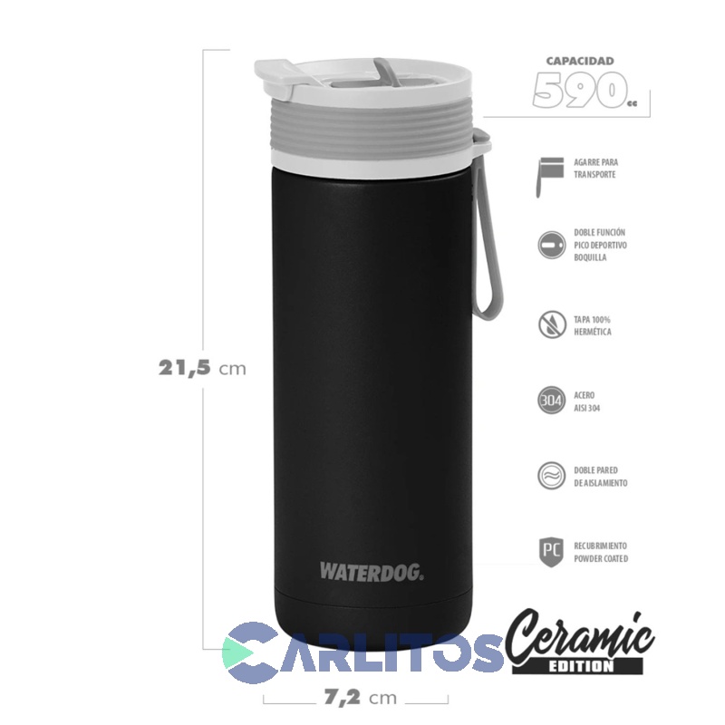 Botella De Acero Inoxidable Waterdog 590 Cc BonnieI590bk Negro