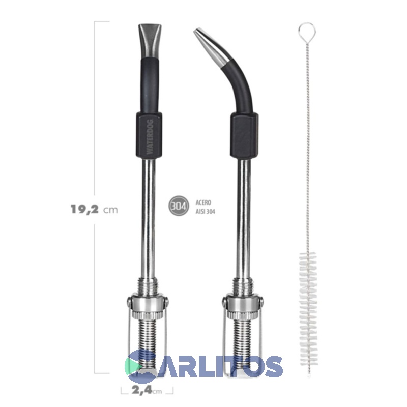 Bombilla Para Mate Waterdog Con Escobilla Bulb04bk Negro