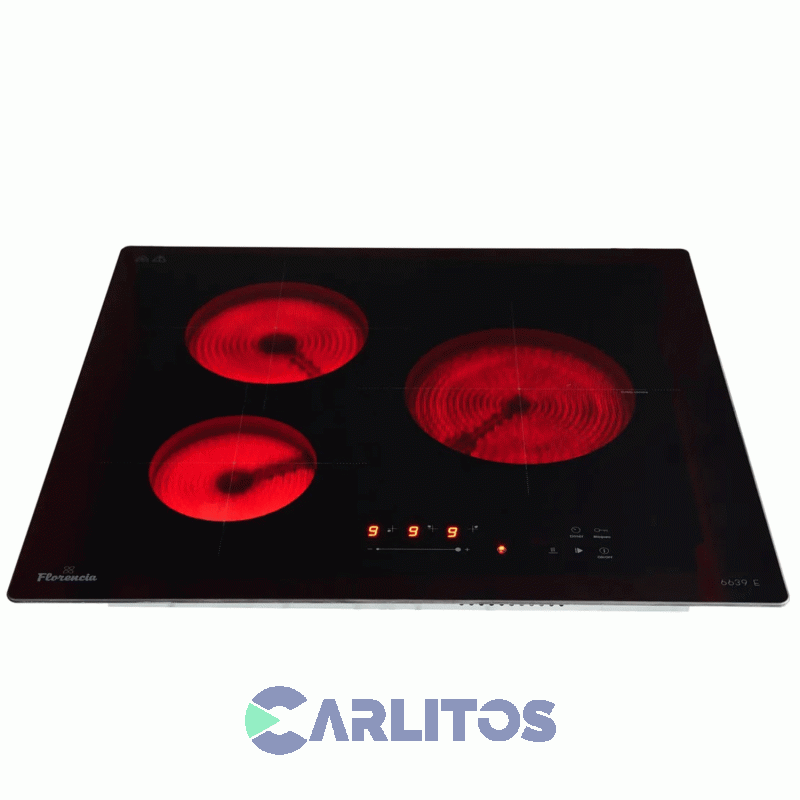 Anafe Electrico Florencia Vitroceramico 60 CM - 3 Hornallas Flor 6639e
