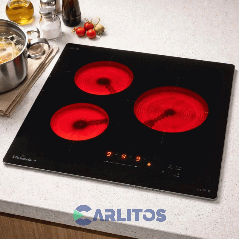 Anafe Electrico Florencia Vitroceramico 60 CM - 3 Hornallas Flor 6639e