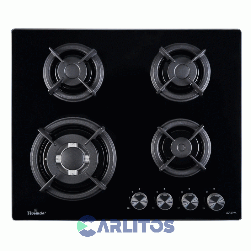 Anafe A Gas Florencia Vitroceramico 60 CM - 4 Hornallas Fundicion Flor 6749m