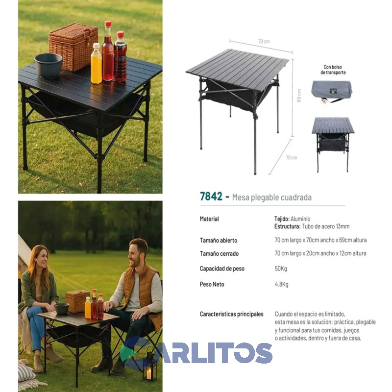 Mesa Plegable North Pak Cuadrada Con Estructura De Acero 7842 - 7221003