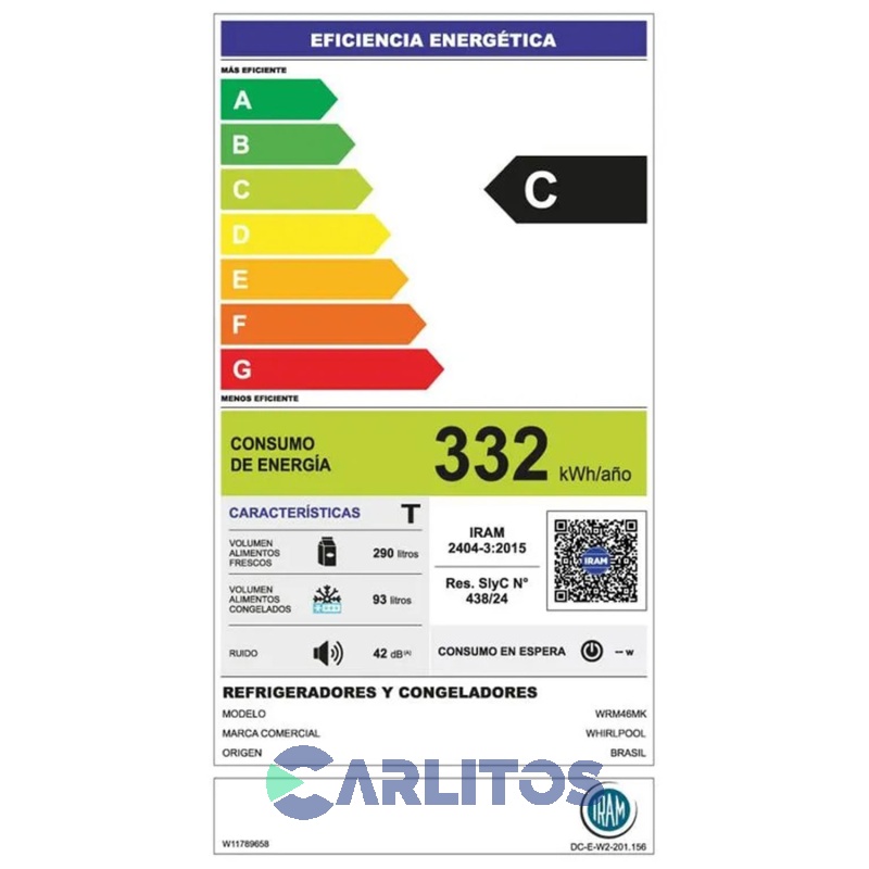 Heladera No Frost  Whirlpool Inverter 403 Litros Acero Inoxidable Wrm46mk