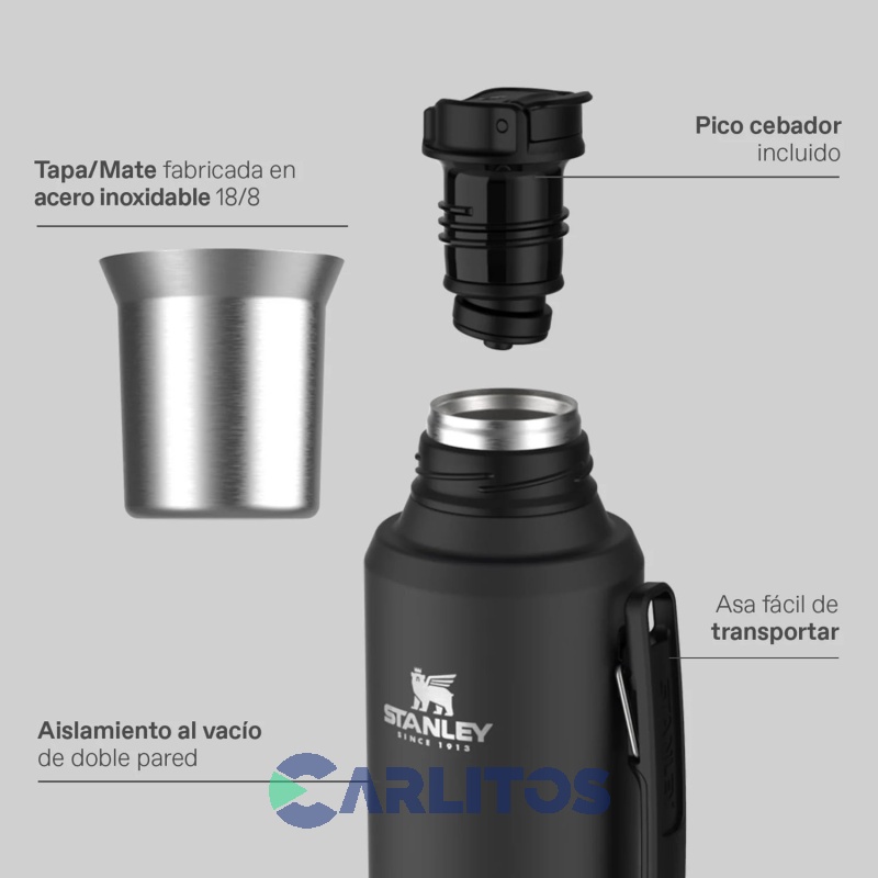 Termo De Mate Stanley Legendario System Classic 1.2 Litros Negro