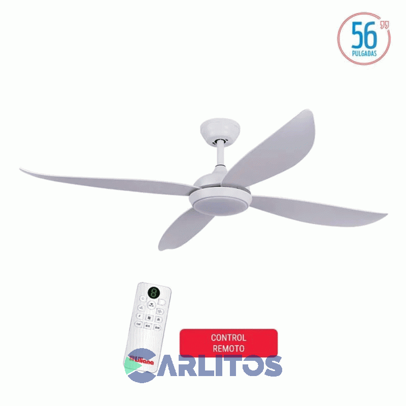 Ventilador De Techo Liliana Blanco Palas Plasticas Con Led Vthp814r