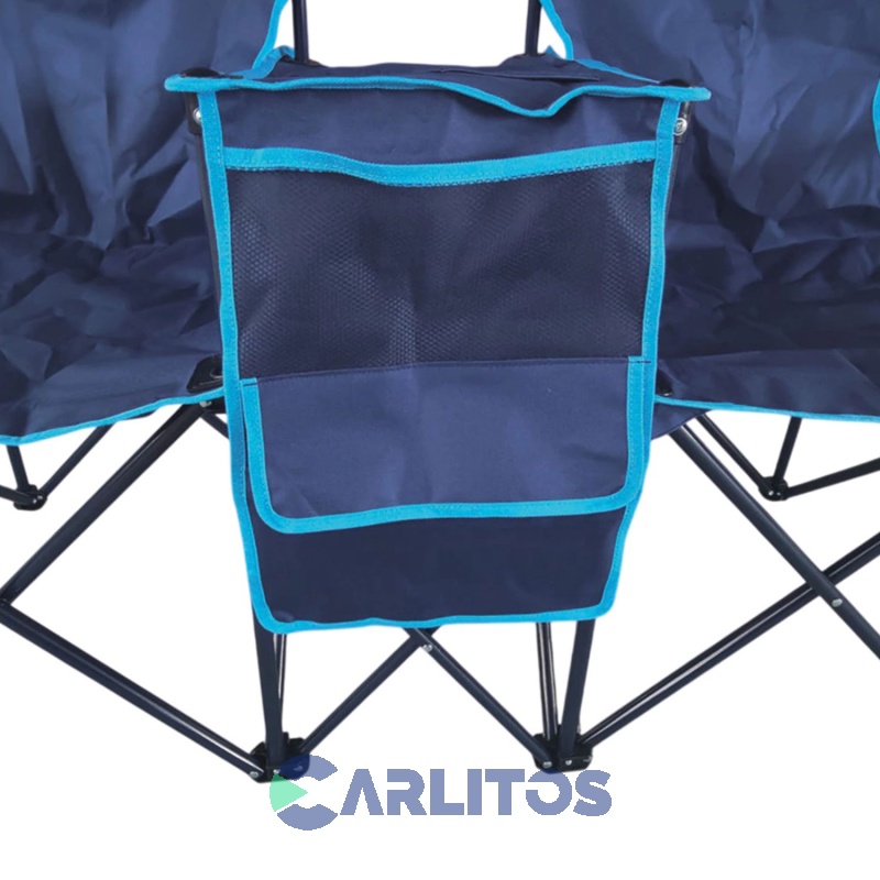 Set De Silla Outdoors Con Cooler Y Sombrill Tandem Azul Marino