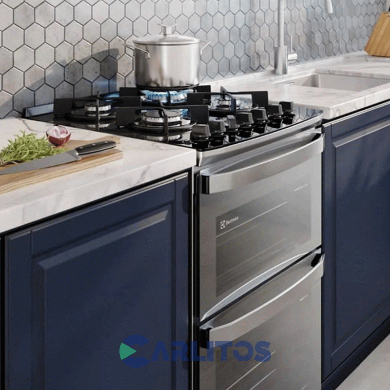 Cocina A Gas Electrolux 56 CM Acero Inoxidable Doble Horno F4edm