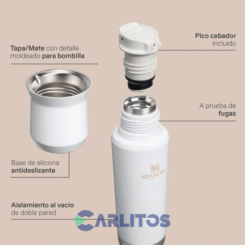 Termo De Mate Stanley Legendario Ideal System Classic 0.8 Litros 10-13562-033 Hammertone Frost